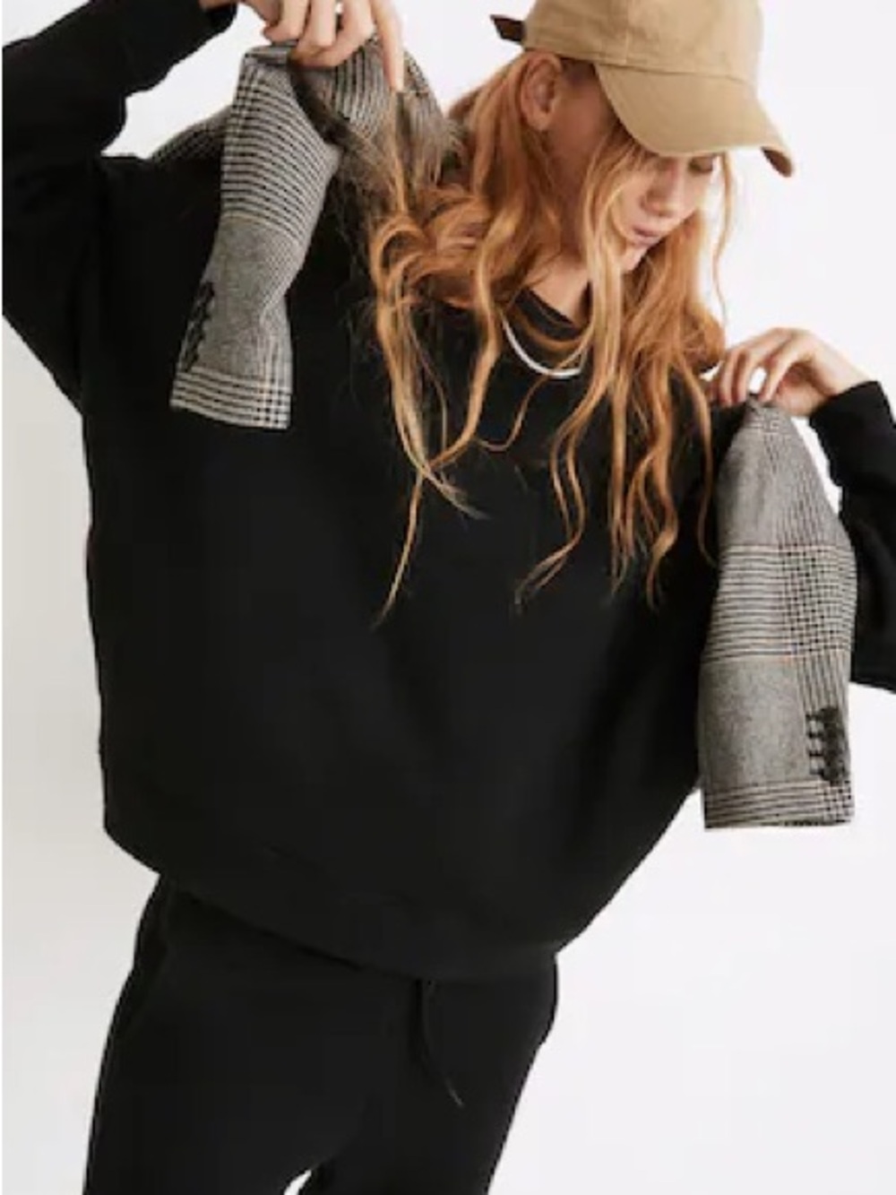 Madewell MWL Betterterry Black Cropped Crewneck Pullover Sweatshirt Size XXS